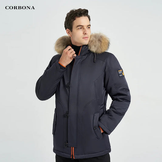 CORBONA N3B Type Winter Parka Men's Coat Long Oversize Real Fur Hood Military Army Male Jackets Padded Fleece Brand Cloths 2024